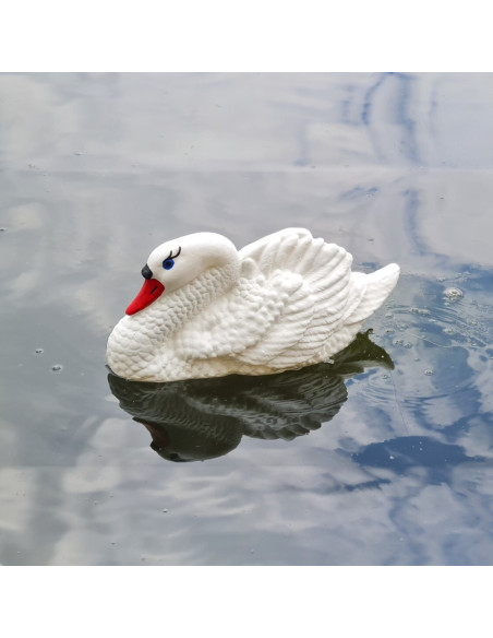Young Swimming Swan H: 20cm Sculpture Statue Figure