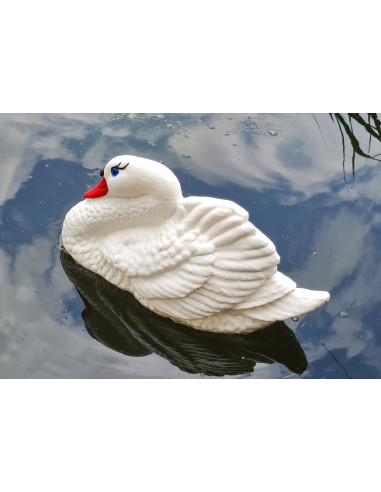 Young Swimming Swan H: 20cm Sculpture Statue Figure