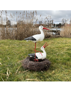 Figurine décorative nid de Cigogne 2 cigognes H: 60cm de Jardin décoration extérieure 2