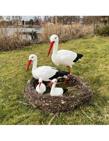 Figurine décorative nid de Cigogne 4 cigognes H: 88cm de Jardin décoration extérieure
