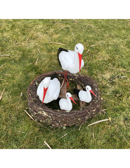 Figurine décorative nid de Cigogne 4 cigognes H: 88cm de Jardin décoration extérieure