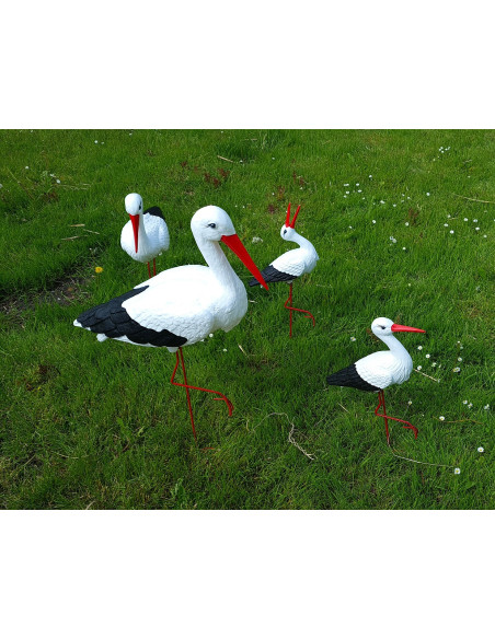 Figurine décorative Famille de 4 Cigones Cigogne de Jardin décoration extérieure