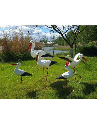 Figurine décorative Famille de 5 Cigones Cigogne de Jardin décoration extérieure