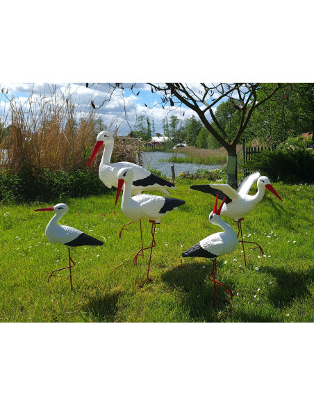 Figurine décorative Famille de 5 Cigones Cigogne de Jardin décoration extérieure