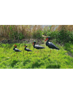 Figurine décorative Famille DE 4 Cigognes air Noir Cigogne de Jardin décoration extérieure 2