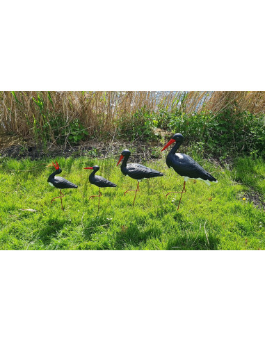 Figurine décorative Famille DE 4 Cigognes air Noir Cigogne de Jardin décoration extérieure