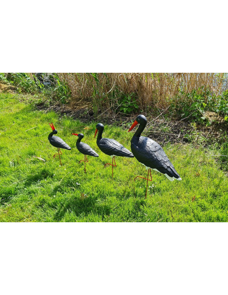 Figurine décorative Famille DE 4 Cigognes air Noir Cigogne de Jardin décoration extérieure