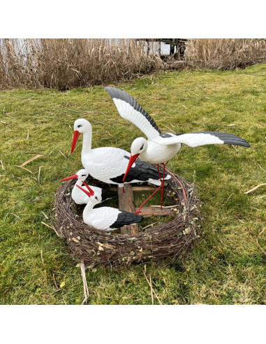 Figurine décorative nid de Cigogne 4 cigognes de Jardin décoration Figure