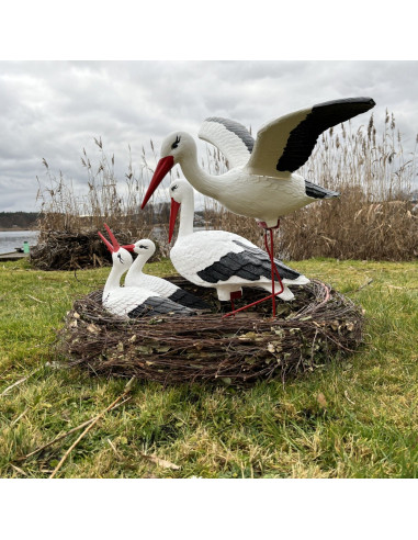 Figurine décorative nid de Cigogne 4 cigognes de Jardin décoration Figure
