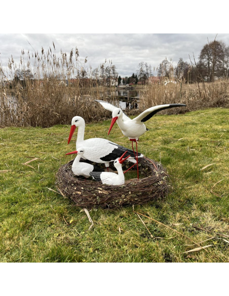 Figurine décorative nid de Cigogne 4 cigognes de Jardin décoration Figure