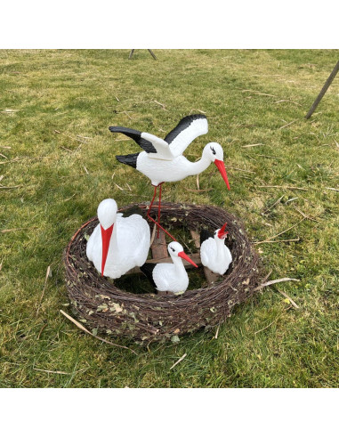 Figurine décorative nid de Cigogne 4 cigognes de Jardin décoration Figure