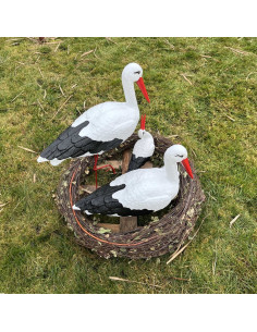 Figurine décorative nid de Cigogne 4 cigognes de Jardin décoration extérieure 2