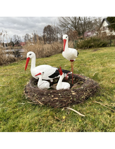 Figurine décorative nid de Cigogne 4 cigognes de Jardin décoration extérieure