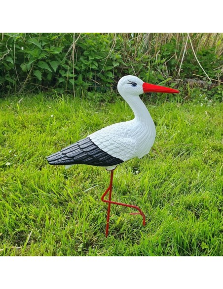 Cigogne Petite pour jardin H: 46cm - Figurine cigogne plastique