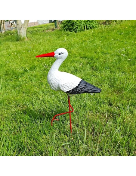 Cigogne Petite pour jardin H: 46cm - Figurine cigogne plastique