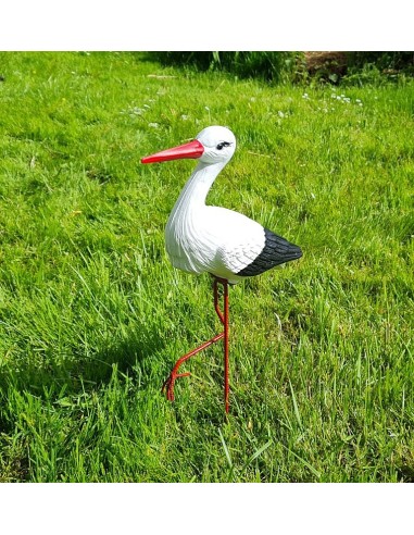 Cigogne Petite pour jardin H: 46cm - Figurine cigogne plastique