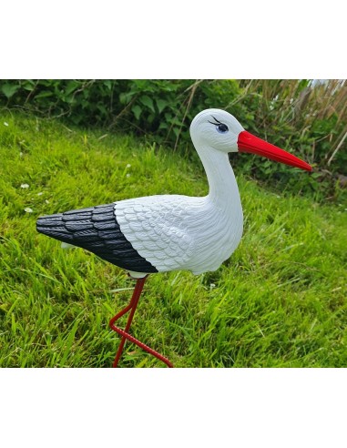 Cigogne Petite pour jardin H: 46cm - Figurine cigogne plastique
