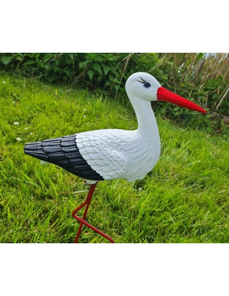 Cigogne Petite pour jardin H: 46cm - Figurine cigogne plastique