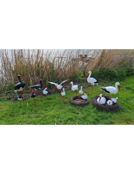 Cigogne Petite pour jardin H: 46cm - Figurine cigogne plastique