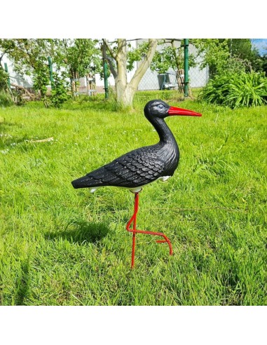 Cigogne Petite noire pour jardin H: 46cm - Figurine cigogne plastique