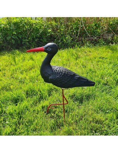 Cigogne Petite noire pour jardin H: 46cm - Figurine cigogne plastique