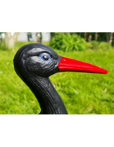 Cigogne Petite noire pour jardin H: 46cm - Figurine cigogne plastique