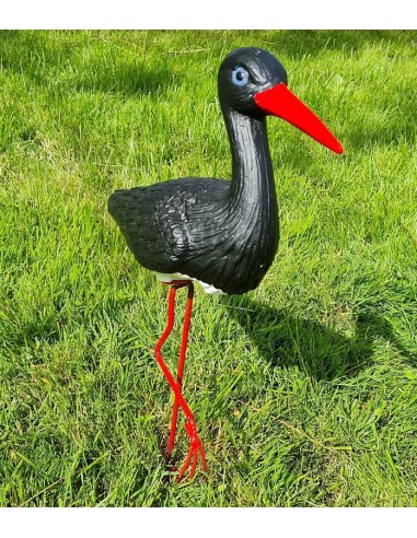 Cigogne Petite noire pour jardin H: 46cm - Figurine cigogne plastique