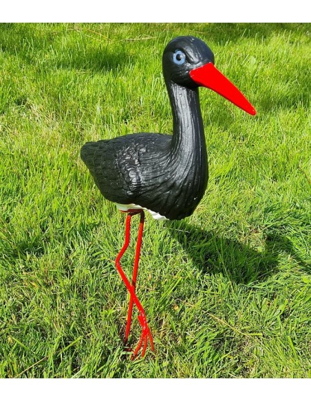 Cigogne Petite noire pour jardin H: 46cm - Figurine cigogne plastique