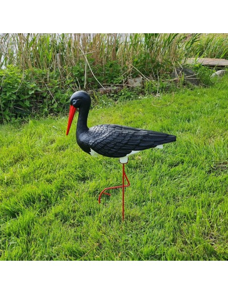 Cigogne Noire Moyenne  H:75 cm en Plastique pour Jardin