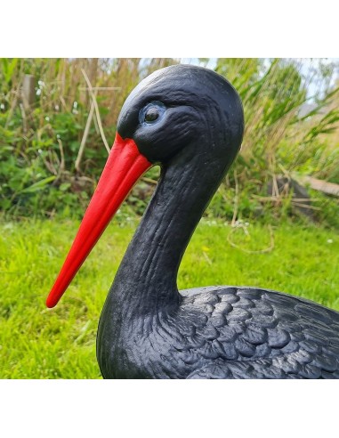 Figurine Cigogne Noire Médiocre H:75 cm en Plastique pour Jardin