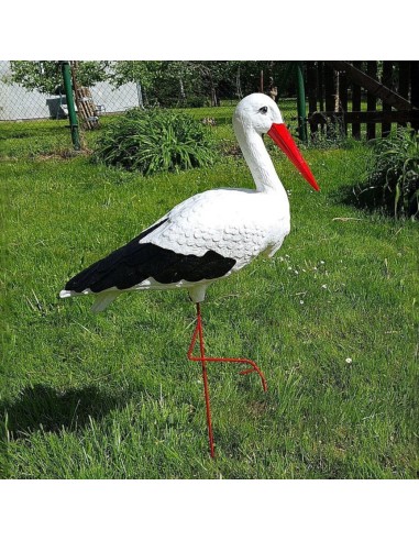 Grande figurine cigogne en plastique pour jardin H: 88 cm