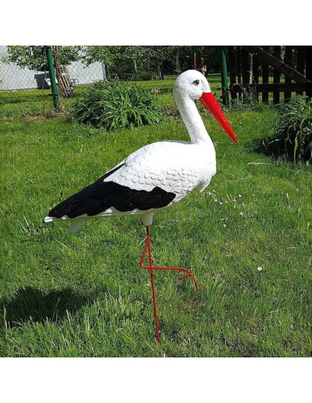 Grande figurine cigogne en plastique pour jardin H: 88 cm