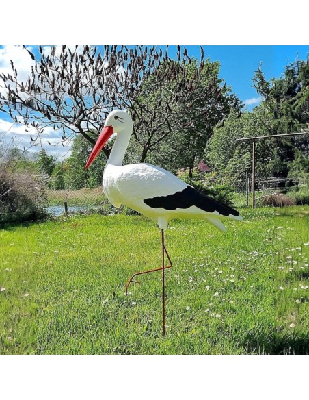 Grande figurine cigogne en plastique pour jardin H: 88 cm