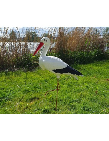 Grande figurine cigogne en plastique pour jardin H: 88 cm