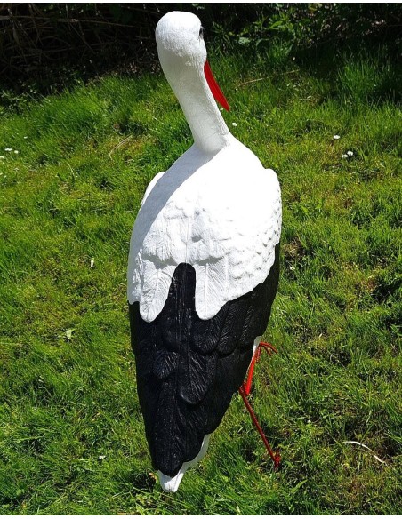 Grande figurine cigogne en plastique pour jardin H: 88 cm