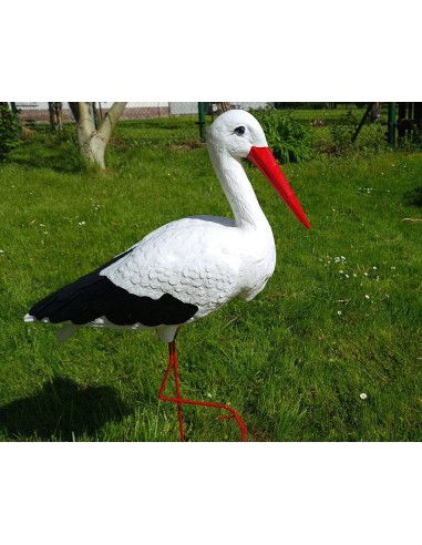 Grande figurine cigogne en plastique pour jardin H: 88 cm
