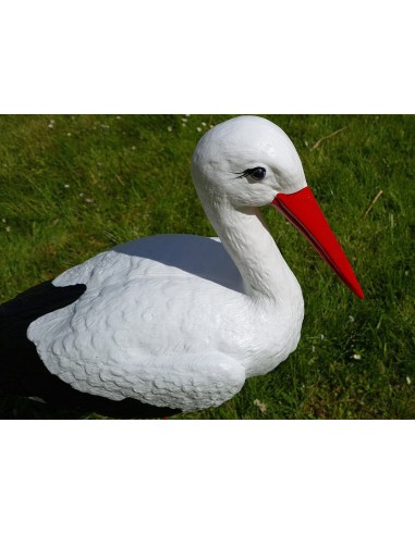 Grande figurine cigogne en plastique pour jardin H: 88 cm