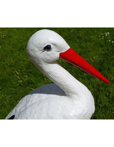 Grande figurine cigogne en plastique pour jardin H: 88 cm