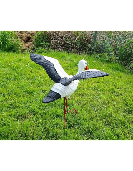 Cigogne Volante H: 75cm – Figurine cigogne plastique pour jardin