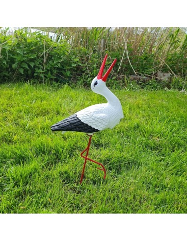 Figurine Cigogne Cliquetis H: 57cm en Plastique pour Jardin