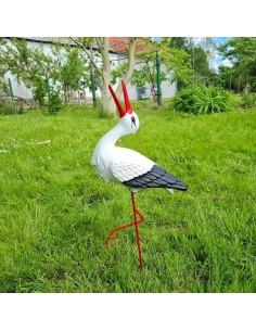 Figurine Cigogne Cliquetis H: 57cm en Plastique pour Jardin 2