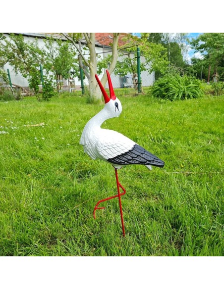 Figurine Cigogne Cliquetis H: 57cm en Plastique pour Jardin