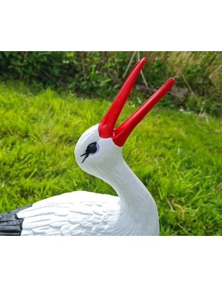 Figurine Cigogne Cliquetis H: 57cm en Plastique pour Jardin