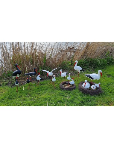 Figurine Cigogne Cliquetis H: 57cm en Plastique pour Jardin