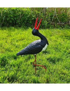 Figurine Cigogne Cliquetis noire H: 57cm en Plastique pour Jardin