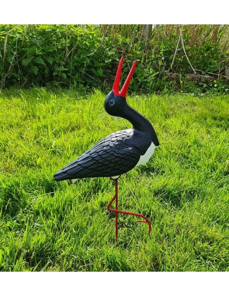 Figurine Cigogne Cliquetis noire H: 57cm en Plastique pour Jardin