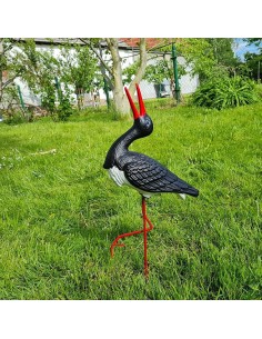 Figurine Cigogne Cliquetis noire H: 57cm en Plastique pour Jardin 2