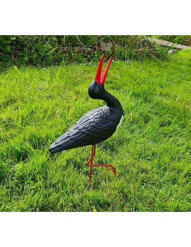 Figurine Cigogne Cliquetis noire H: 57cm en Plastique pour Jardin