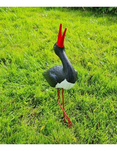 Figurine Cigogne Cliquetis noire H: 57cm en Plastique pour Jardin