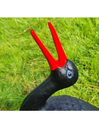 Figurine Cigogne Cliquetis noire H: 57cm en Plastique pour Jardin